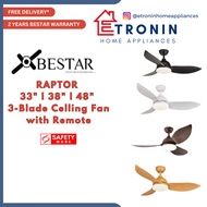 Bestar RAPTOR 33" l 38" l 48" 3-Blade Celling Fan with Remote