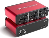 2i2 USB Audio Interface – 24Bit/192kHz Studio Recording, 48V Phantom Power – Compatible with DAWs, P