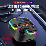 Car MP3 Player Fm Transmitter Wireless Bluetooth5.3 Dual Handfree Fast Car Charger Kit Audio O4R5