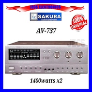 SAKURA AV-737 2 CHANNEL DIGITAL ECHO MIXING AMPLIFIER W/ PITCH CONTROL &amp; REMOTE 1400W x2 (ORIGINAL)