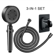 3 in1 Universal Shower Head With Hose Holder Set 5 modes Black High Pressure Bathroom Shower Sprayer