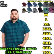 HIJAU KEMEJA Men's checkered shirt, jumbo men's shirt green sizeBIG, 3xl, 4xl, 5xl, 6xl, short, vent