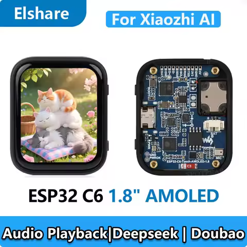 ESP32-C6 AI Voice Chat Robot For Xiaozhi 1.8 inch AMOLED Development Board 1.8inch 368×448 TouchScre