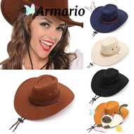 ARMARIO04 Western Cowboy Hat, Ethnic Style Western Style Felt Fedora Hats, Fashion Large Brim Jazz H