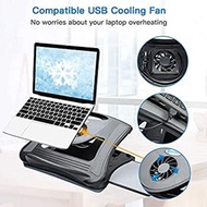 LORYERGO Laptop Tray, Laptop Stand with Cooling Fan, Lap Desk with Cushion