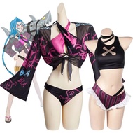 LOL Arcane Jinx Vi Swimsuit Set - Fantasy Cosplay Wear for Halloween Events