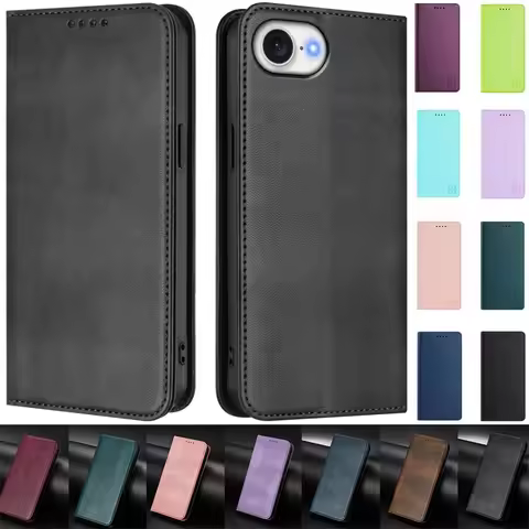 i17e/i17Pro Max/i17 Magnetic Case for iPhone 17e Fundas Leather Stand Wallet Case for iPhone 17 Pro 