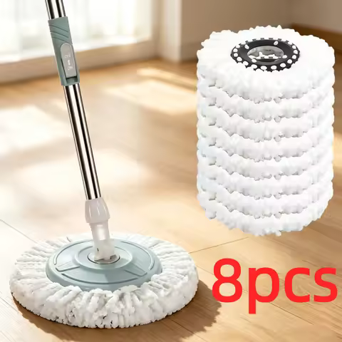 8pcs Microfiber Spin Mop Replacement Head Round Shape Standard Size Spin Mop Refills Removable Washa