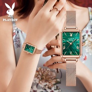PLAYBOY นาฬิกาข้อมือควอตซ์ กันน้ำ สไตล์เกาหลี ญี่ปุ่น สีเขียว แฟชั่นสำหรับผู้หญิง