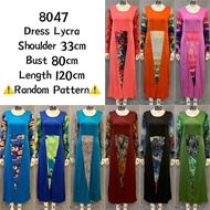 Clear Stock Offer Rm6 8047 Muslimah Corak Long Dress Jubah Lycra ⚠️Random Corak⚠️