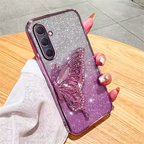 Gradient Butterfly Quicksand Phone Case For Samsung Galaxy M55 M54 M34 M14 M53 M52 M51 M23 M33 M21 M