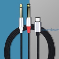 Type-C Male To Dual 6.35 Audio Cable Y Splitter USB C To 6.35mm 1/4 Inch Adapter Cable for Tablet La