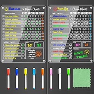 PigPotParty Acrylic Magnetic Chore Chart for Multiple Kids, Behavior Reward Responsibility Chart, Ch