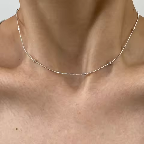 New S925 Silver Classic 45CM 50CM Basic Square bead Chains Choker Solid O-Shaped Necklace Twisted Ba