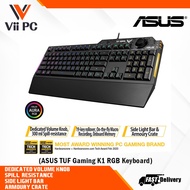 ASUS TUF Gaming K1 RGB keyboard with dedicated volume knob, spill-resistance, side light bar and Arm