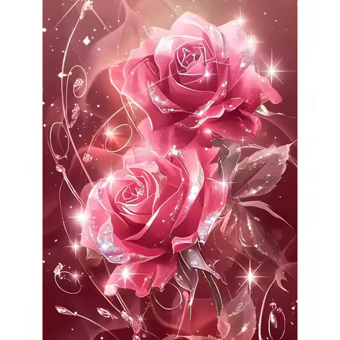 Jigsaw Puzzle 500 1000 1200 2000pcs Beautiful Pink Rose With Crystal Effect For Adults Stress Relief