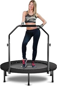 SkyBound Boogie Bounce Elite Foldable Mini Trampoline Fitness Rebounder with Adjustable T-Bar Handle