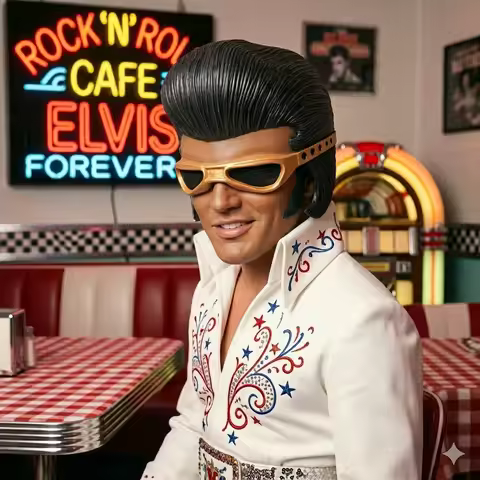 Realistic Half Face Elvis Latex Mask - Retro Style Costume Prop For Stage Performances, Halloween Ev