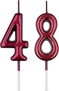 48th & 84th Birthday Candles, Red Number 48 84 Candle for Cake, Happy Birthday Cake Topper Decoratio