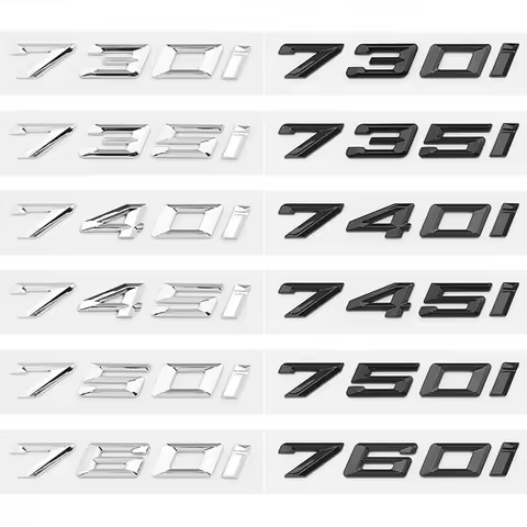 New Font Numbers Letters 730i 735i 740i 745i 750i 760i Top ABS Emblem for 7 Series Car Trunk Namepla