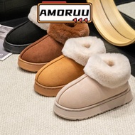 AMOR12UU Snow Boots, Plush Comfortable Soft Slippers,  Faux Fur Warm Thick Bottom Cotton Shoes Winte