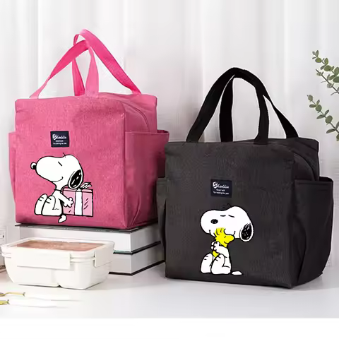 Snoopy New Lunch Bag Cartoon Portable Insulated Bag Large Capacity Fresh Pouch Food Thermal Box Tote