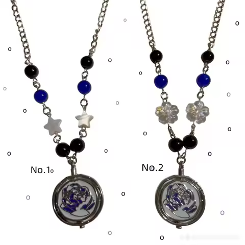 Handmade Arcane Jinx Necklace Anime Arcane Powder Rotating Blue Pink Rose Pendant Piltover Cosplay F