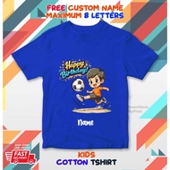 Football Birthday Kids Design Cotton T-shirt with FREE Custom Name maximum 8 LETTERS