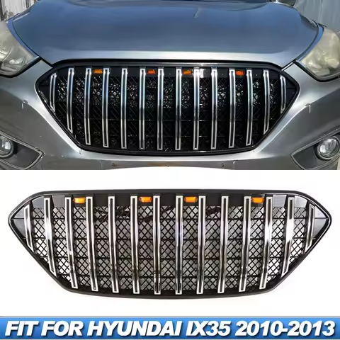 Grill W/light Fits For 2010-2013 Hyundai IX35 Black/Chrome Grill