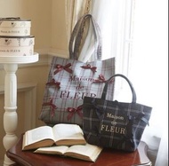 [訂購/包順豐] Maison de FLEUR冬季新款 典雅格紋蝴蝶結方形托特包/手提袋