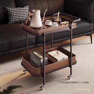 Small Cart Luxury Leather Sofa Saddle Small Coffee Table Side Cabinet Side Table with Wheels Living 