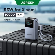 UGREEN Power Bank 10000mAh 55W with Built-in USB C Cable 3 Ports  Laptop Travel Portable Charger, LE