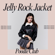 Jelly Rock Jacket - เสื้อแจ็คเก็ตหนัง PU นิ่มสีทูโทน ปักลาย poodle club ตรงหน้าอกทั้งสองข้าง
