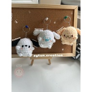 pochacco + cinnamoroll + pompompurin keychain