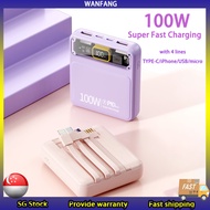100W Super Fast Charging Power Bank Portable Powerbank 20000 Mah 4 in 1 Digital Display