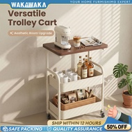 3-Tier Trolley Cart with Wheel Movable Shelves Storage Rack Coffee Table Side Table Snack Rack
