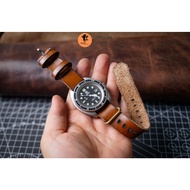 Reddish Brown Cowhide Handcrafted Watch Strap - RAM Leather Nato Army Fullsize
