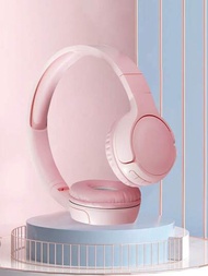 藍牙耳機,輕量折疊式便攜立體重低音耳機,適用於智能手機、平板電腦和電腦-粉色
