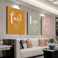 3pcs Wrapped Printed Home Decor Painting, Faith, Hope, Love, Bible Verses, Bible Quotes, Hebrew, Chr