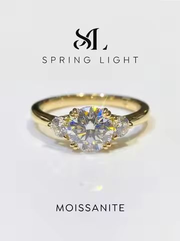 1.2CT Moissanite Rings for Women 925 Sterling Silver 18K Gold Double Round Solitaire Diamond Halo Ri