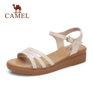 Camelรองเท้าแตะผู้หญิง,รองเท้าแตะหนังส้นเตี้ยสวมใส่สบายสำหรับฤดูร้อน9644