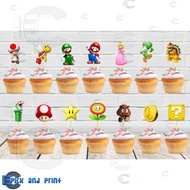 12+2 pcs Super Mario Inspired Cupcake Toppers for DIY party Decorations Party Supplies