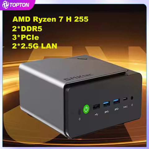 K12 Gaming Mini PC AMD Ryzen 7 H 255 GMKtec NucBox OCuLink USB4 2*DDR5 3*PCIe 2*2.5G LAN RGB Desktop