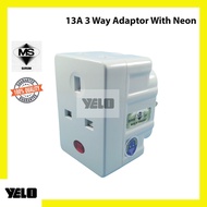 3 Way 13A 3 pin Plug Adaptor Extension Socket Extension Plug with Light Indicator [UK DESIGN]