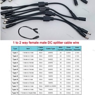 13 types 12v DC Male female Power supply Splitter Adapter to 2 way dual male Female Cable Plug 5.5*2