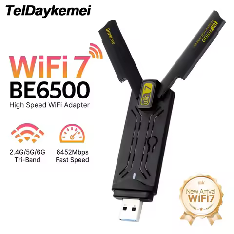 BE6500 WiFi 7 USB Adapter 2.4G/5G/6GHz Tri-band USB 3.0 Wireless Network Card 6500Mbps 802.11BE For 