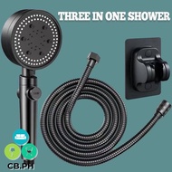 CB.PH 3in1 Shower Head With Hose Set Black High Pressure Bathroom Shower Sprayer Handheld RainShower