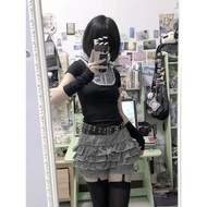 Pair with a slim-fit American-style subculture work top y2k Summer shirt with short sleeves in retro
