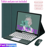 ✿Galaxy Tab S7 FE Case with Touch pad Keyboard For Samsung Galaxy Tab S7 FE 12.4 2021 Round Touchpad Bluetooth Keyboard