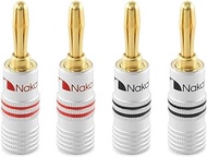 Nakamichi Excel Series 24k Gold Plated Banana Plug 12 AWG - 18 AWG Gauge Size 4mm for Speakers Amplifier Hi-Fi AV Receiver Stereo Home Theatre Audio Wire Cable Screw Connector 4 Pcs (2-Pairs)